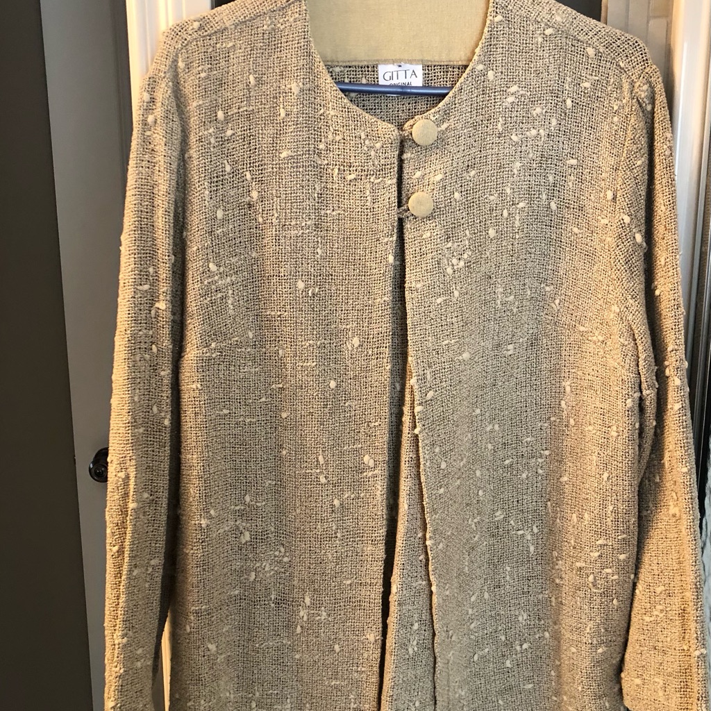 Women's Beige Textured Collarless Blazer